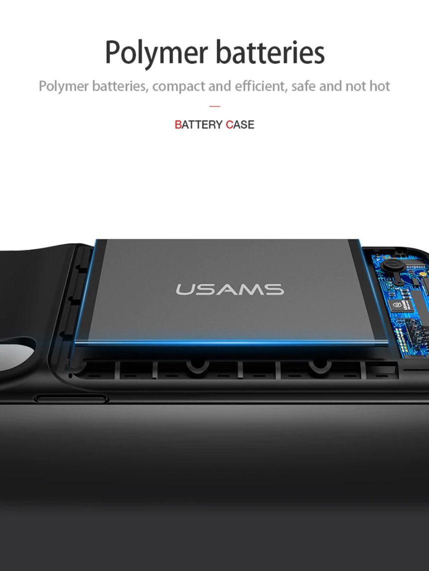 Ốp lưng kèm pin sạc dự phòng cho iPhone X/XS USAMS US-CD43 3200mAh (Black)