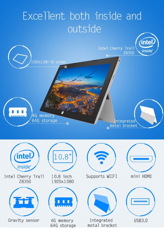 Máy tính bảng tablet Windows 10 kèm bàn phím Ezpad 7S