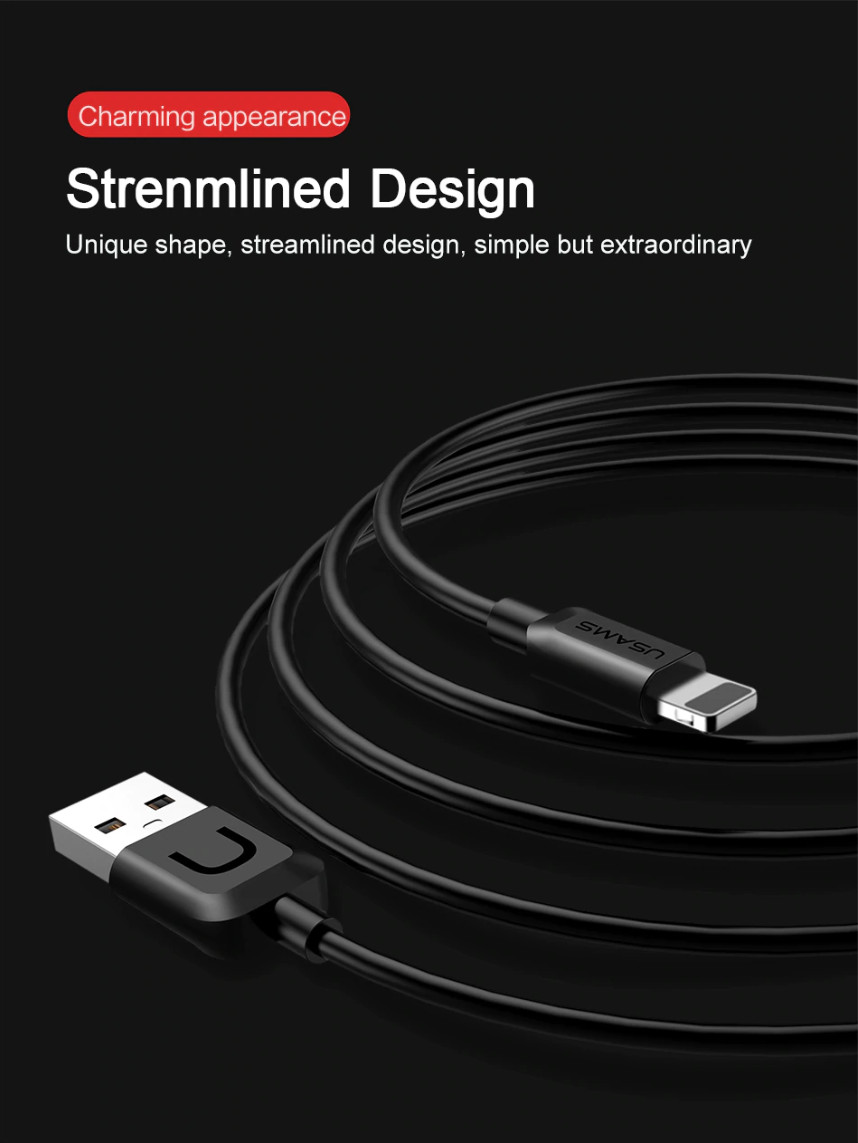Cáp sạc nhanh USAMS cho iPhone, iPad, Samsung Data Cable-U Turn Series 0.25m
