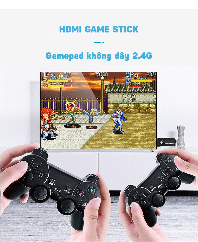 Máy chơi game 4 nút Aturos U8 tích hợp 800 game cổ điển, hỗ trợ chép game bên ngoài, hỗ trợ 4K, chơi game Arcade (NES, GBA, FPS, SFC...), 2 tay cầm không dây