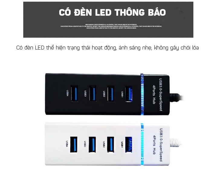 HUB 4 cổng mở rộng USB 3.0 tốc độ cực nhanh, mạnh gấp 10 lần cho máy tính Splitter Promax