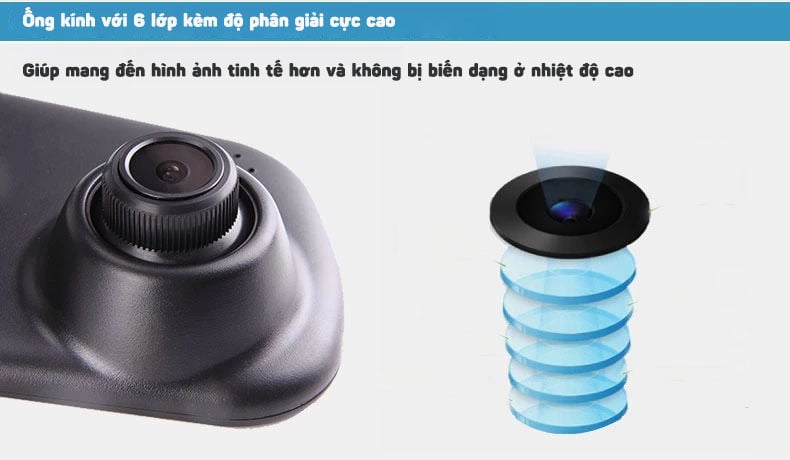 Gương chiếu hậu cho xe ô tô Atuors A10 tích hợp camera kép Full HD1080P, góc rộng, cảm biến va chạm