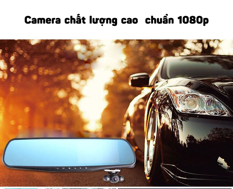 Gương chiếu hậu cho xe ô tô Atuors A10 tích hợp camera kép Full HD1080P, góc rộng, cảm biến va chạm