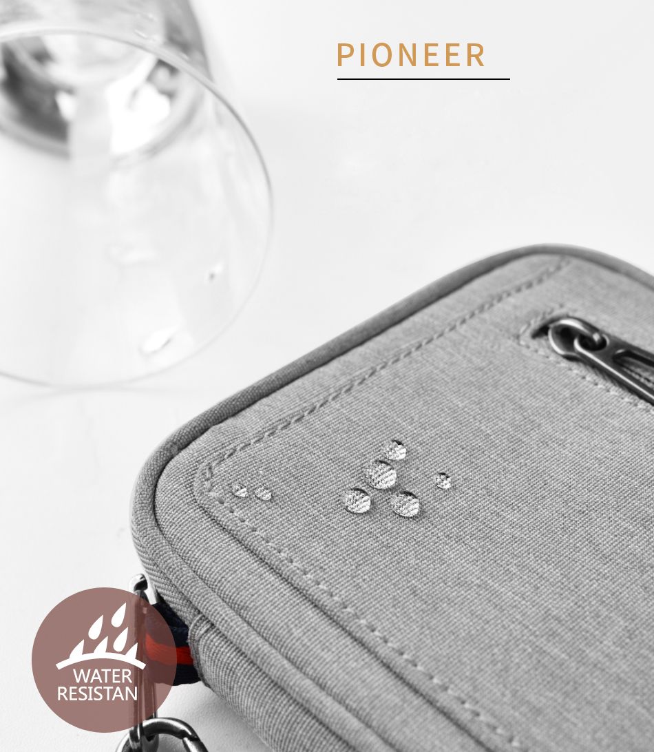 Túi đeo chéo du lịch WIWU Pioneer Passport Pouch đựng pasport, thẻ, ID Card, chống quét trộm mã thẻ(Màu xám)