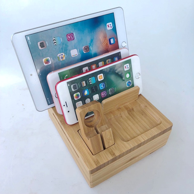 Dock đế sạc gỗ kèm giá đỡ đa năng cho iPhone, iPad, Apple Watch, Android, Tablet - Aturos D4WN