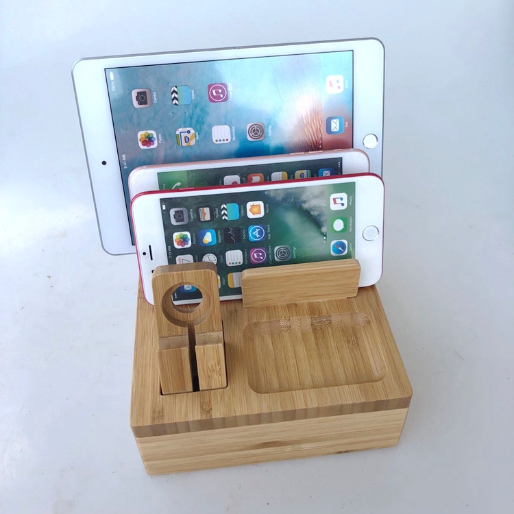 Dock đế sạc gỗ kèm giá đỡ đa năng cho iPhone, iPad, Apple Watch, Android, Tablet - Aturos D4WN