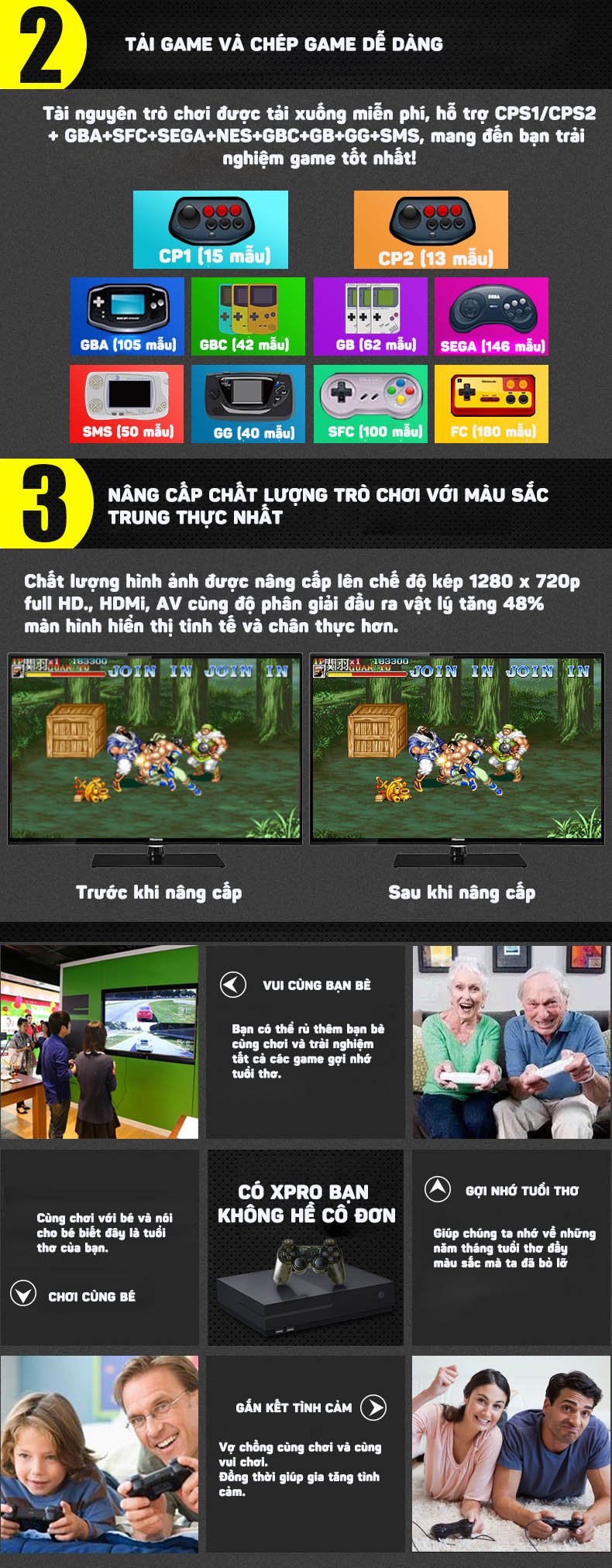 Máy chơi game 4 nút Aturos X Pro tích hợp 800 game cổ điển, hỗ trợ chép game bên ngoài, hỗ trợ 4K, chơi game Arcade (NES, GBA, FPS, SFC...) - Màu đen