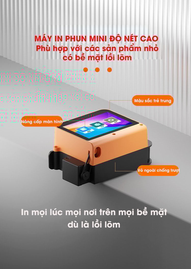 Máy in mini cầm tay Aturos T1 in mã vạch, date trên bao bì lồi lõm