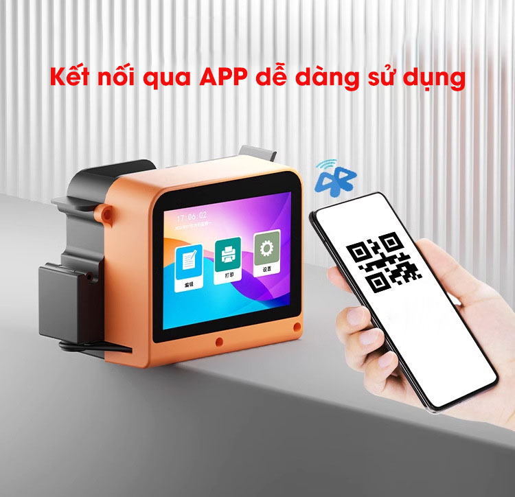 Máy in mini cầm tay Aturos T1 in mã vạch, date trên bao bì lồi lõm