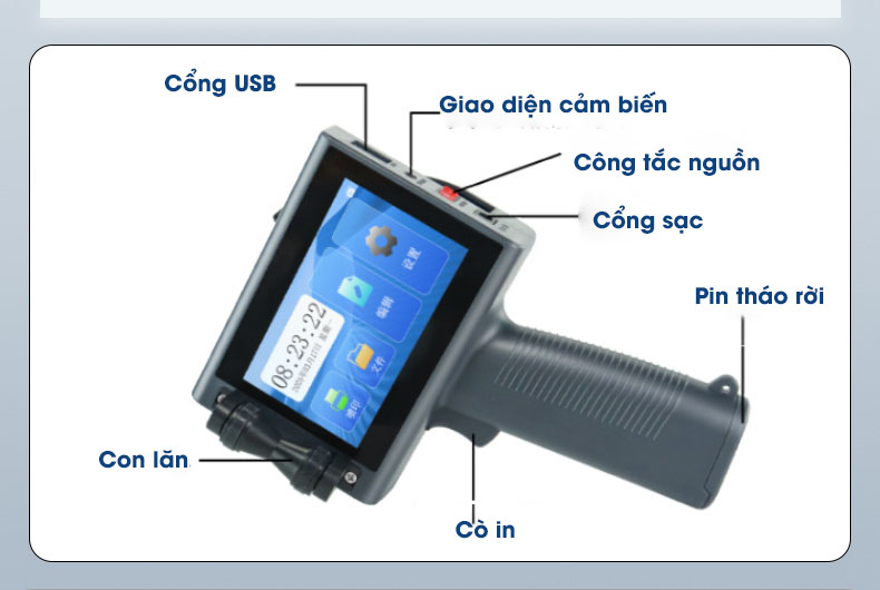 Máy in date mini cầm tay Aturos T10 chuyên in date, số lô, mã vạch, QR, barcorde trên mọi chất liệu