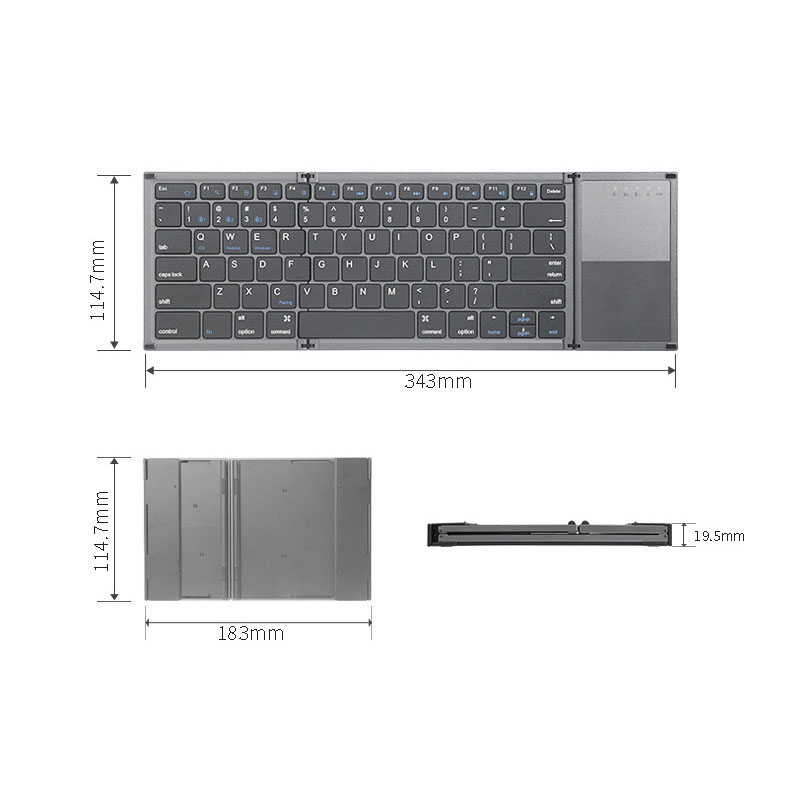 Bàn phím gập Aturos B066T tích hợp touchpad kết bối Bluetooth cho điện thoại, máy tính bảng