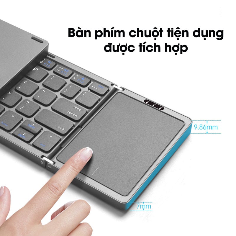 Bàn phím gập Aturos B089T tích hợp touchpad kết bối Bluetooth cho điện thoại, máy tính bảng
