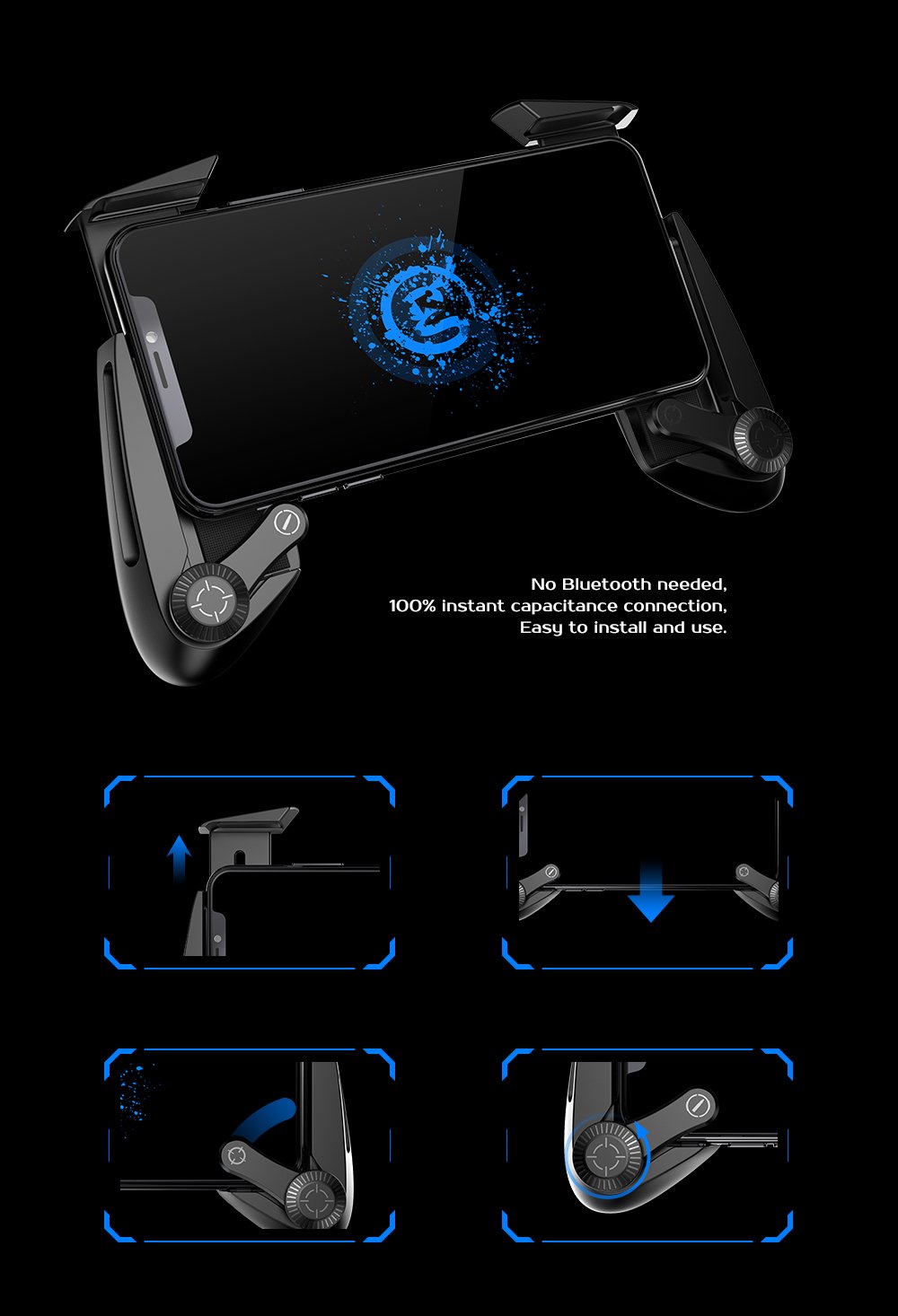 Tay cầm chơi game GameSir F3 Plus AirFlash Grip chơi Fortnite, PUGB trên Android, iOs