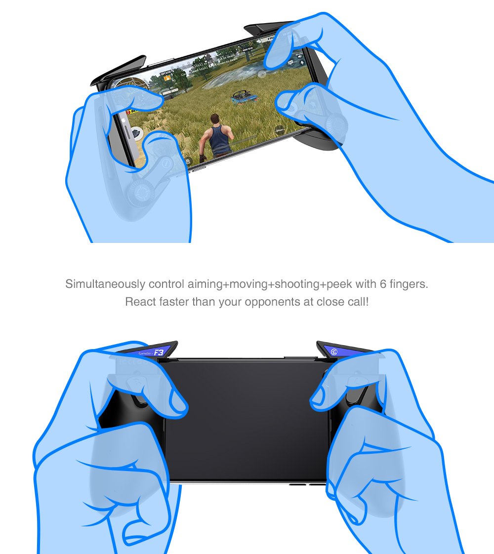 Tay cầm chơi game GameSir F3 Plus AirFlash Grip chơi Fortnite, PUGB trên Android, iOs