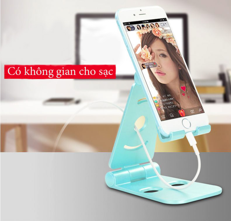 Giá đỡ Stand Lazy Flat cho điện thoại, iPhone, iPad có chỗ cắm sạc, tai nghe giá rẻ