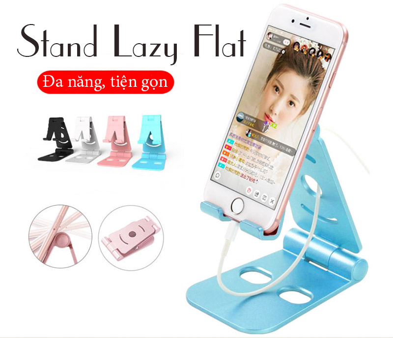Giá đỡ Stand Lazy Flat cho điện thoại, iPhone, iPad có chỗ cắm sạc, tai nghe giá rẻ