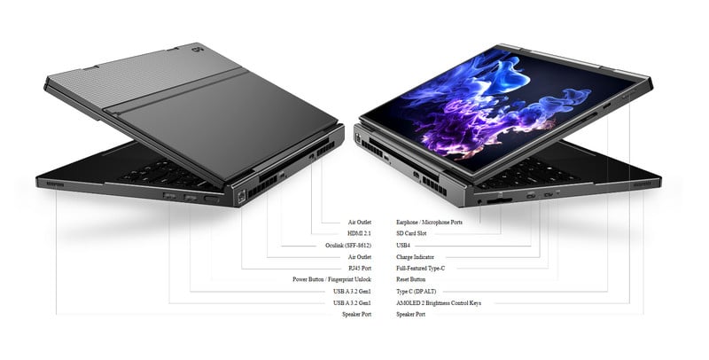 Laptop mini cầm tay bỏ túi GPD DUO 13,3 inch, màn hình kép