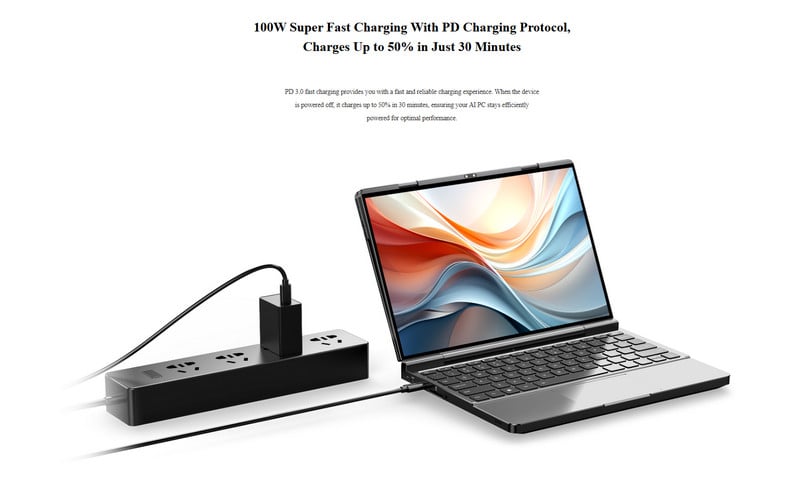 Laptop mini cầm tay bỏ túi GPD DUO 13,3 inch, màn hình kép