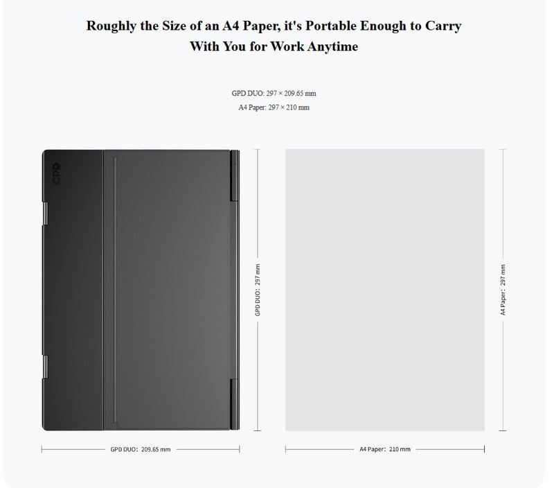 Laptop mini cầm tay bỏ túi GPD DUO 13,3 inch, màn hình kép