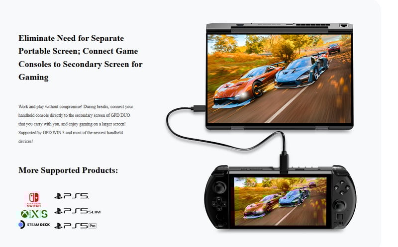 Laptop mini cầm tay bỏ túi GPD DUO 13,3 inch, màn hình kép