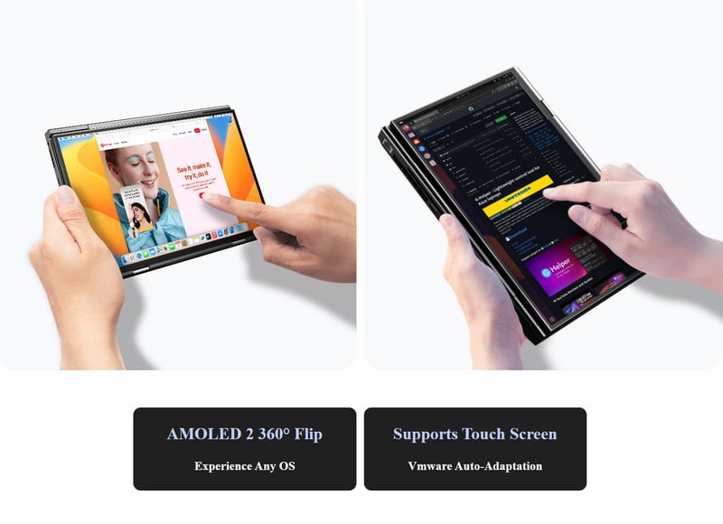 Laptop mini cầm tay bỏ túi GPD DUO 13,3 inch, màn hình kép