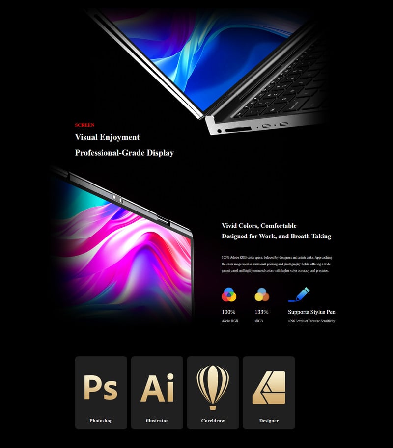 Laptop mini cầm tay bỏ túi GPD DUO 13,3 inch, màn hình kép