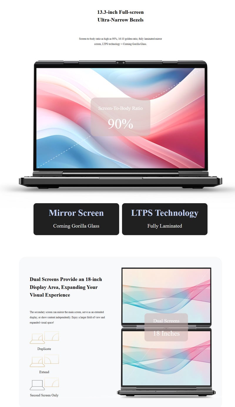 Laptop mini cầm tay bỏ túi GPD DUO 13,3 inch, màn hình kép