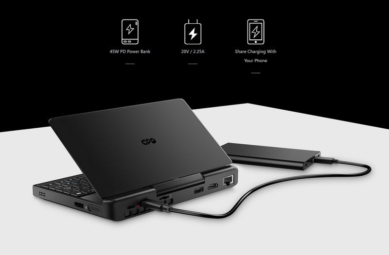 Laptop bỏ túi mini GPD MicroPC 2 7inch, Win11, RAM 16GB, SSD 512GB, chơi game AAA