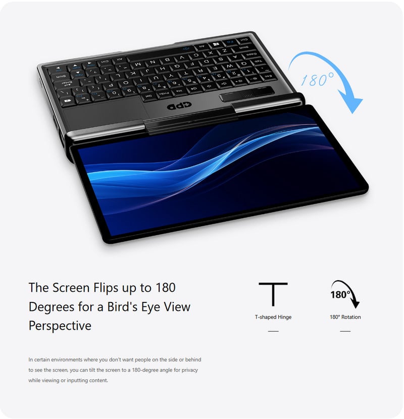 Laptop bỏ túi mini GPD MicroPC 2 7inch, Win11, RAM 16GB, SSD 512GB, chơi game AAA