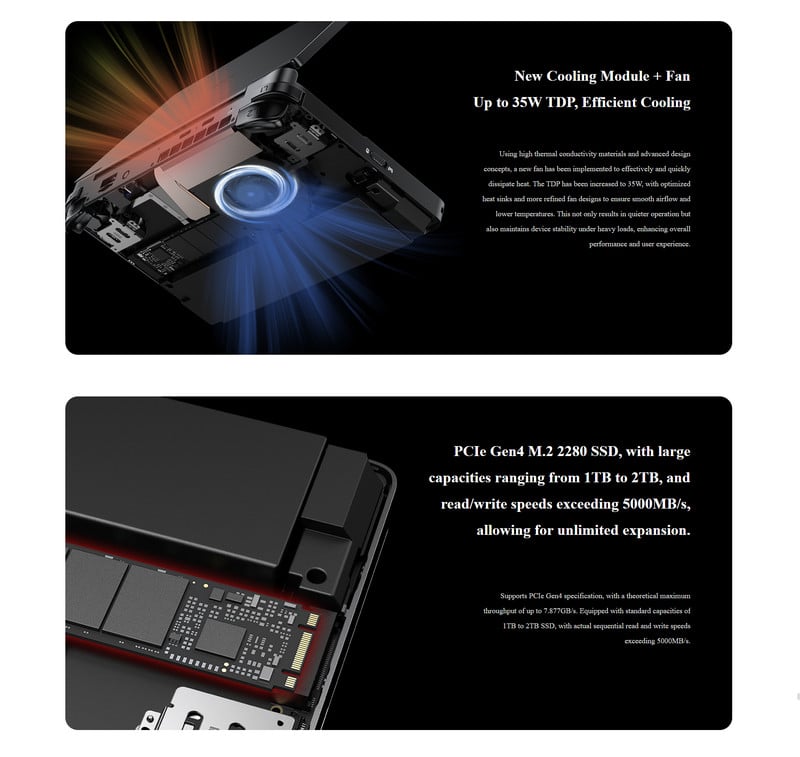 Máy chơi game cầm tay GPD Win Mini 2025, màn hình 7 inch, SSD 2280