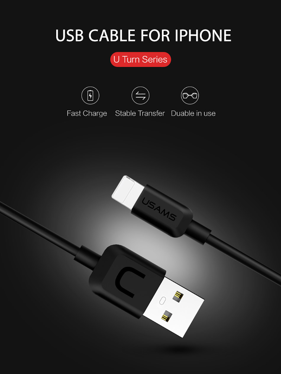 Cáp sạc nhanh USAMS cho iPhone, iPad, Samsung Data Cable-U Turn Series 0.25m