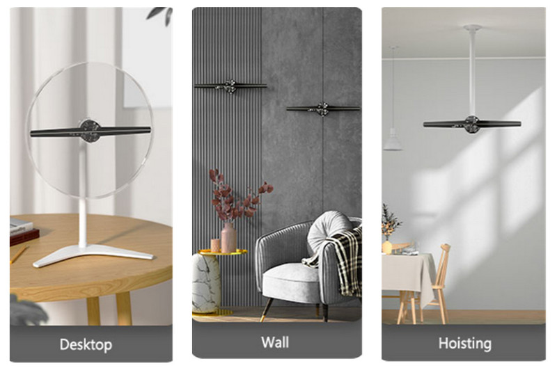 Quạt đèn LED 3D Hologram, quạt ba chiều Aturos Z2H có có Cloud và Holowall, 42cm,  384 pcs LED