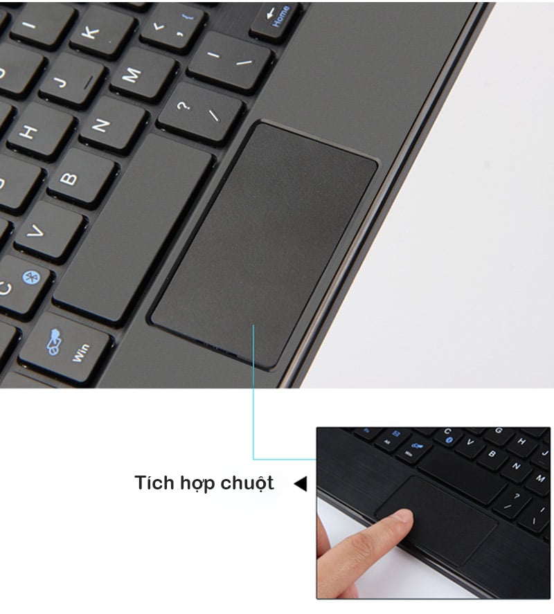 Bàng phím bluetooth tích hợp chuột touchpad kèm bao da cho Surface go (Đen.Nâu)