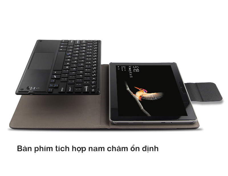 Bàng phím bluetooth tích hợp chuột touchpad kèm bao da cho Surface go (Đen.Nâu)