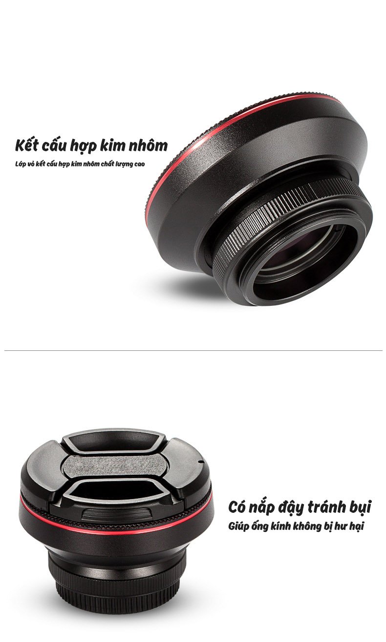 Bộ kính lens cho điện thoại góc rộng Wide Angle, Macro chất lượng 4K HD 0.6X Aturos LN01