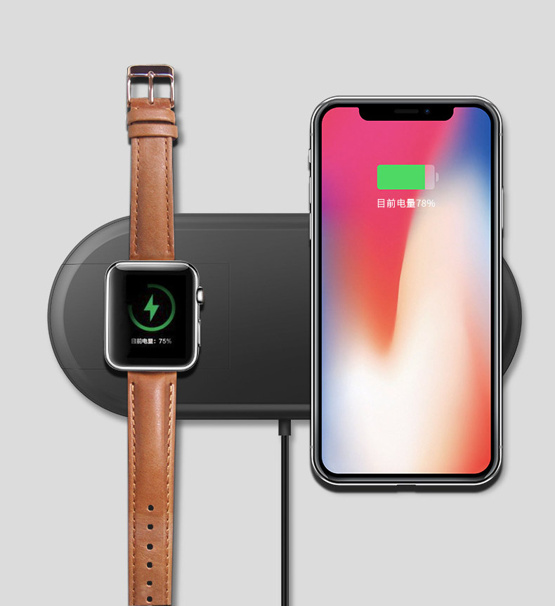 Bộ sạc không dây Duos cho iPhone và Apple Watch 10W Promax W22 (Đen)