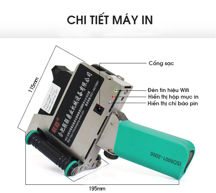 Máy in date cầm tay không màn hình thông minh Promax W130 ( Điều khiển qua điện thoại Android)