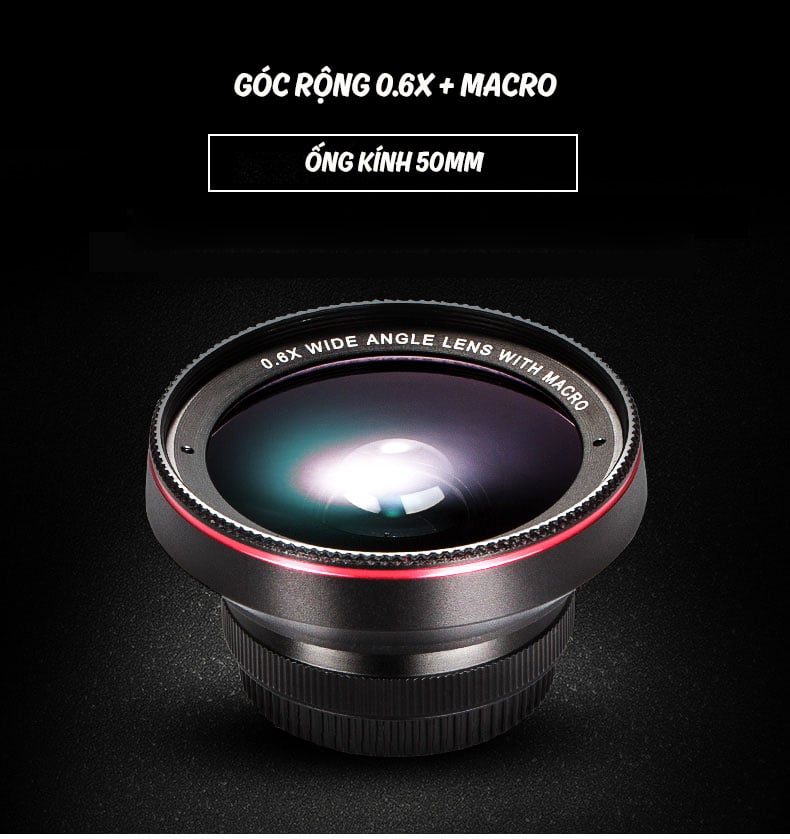 Bộ kính lens cho điện thoại góc rộng Wide Angle, Macro chất lượng 4K HD 0.6X Aturos LN01