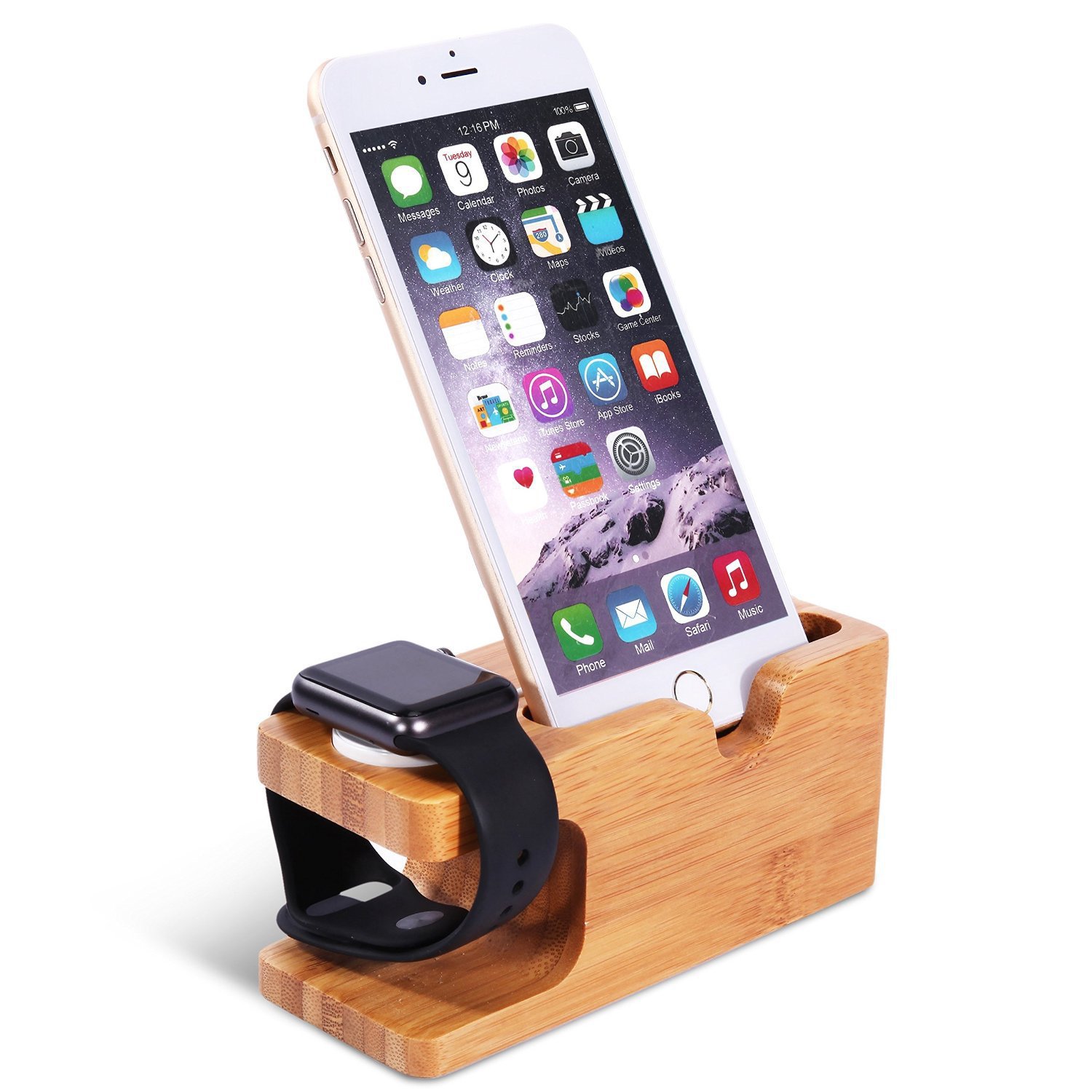 Dock đế sạc gỗ kèm giá đỡ đa năng cho iPhone, Apple Watch, Android Aturos Mini