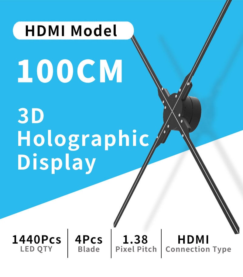Quạt đèn LED 3D Hologram Real Time HDMI Aturos AZ4H (Có thế kết nối đồng bộ thành màn hình holowall 3D, 3 sự chọn lựa gồm 65cm, 100cm, 150cm)