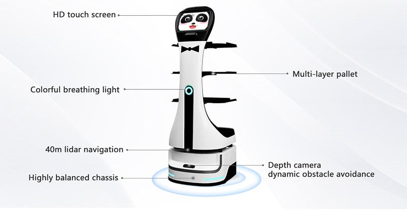 Robot phục vụ tích hợp AI giao tiếp thông minh Panda Bot