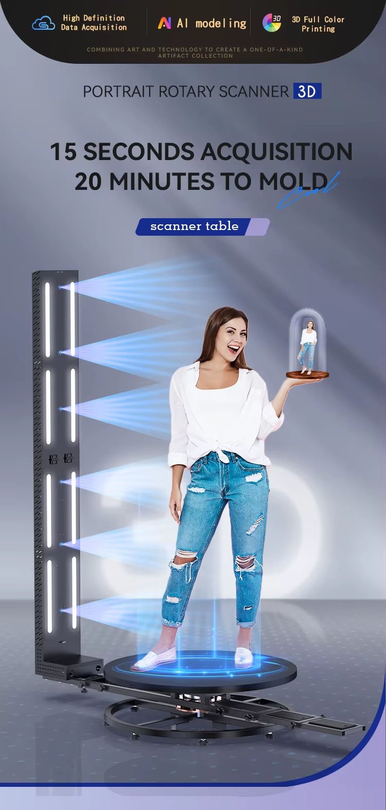 Máy scan 3D fullbody xoay 360 độ tích hợp phần mềm 3DWOW