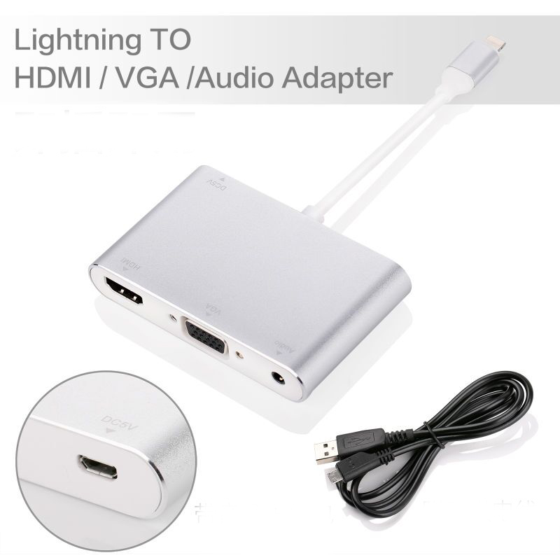 Cáp chuyển đổi Lightning ra HDMI, VGA màn hình TV cho iPhone, iPad ( dễ sử dụng, không cần cài đặt) Promax Light VAM