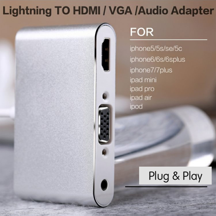 Cáp chuyển đổi Lightning ra HDMI, VGA màn hình TV cho iPhone, iPad ( dễ sử dụng, không cần cài đặt) Promax Light VAM