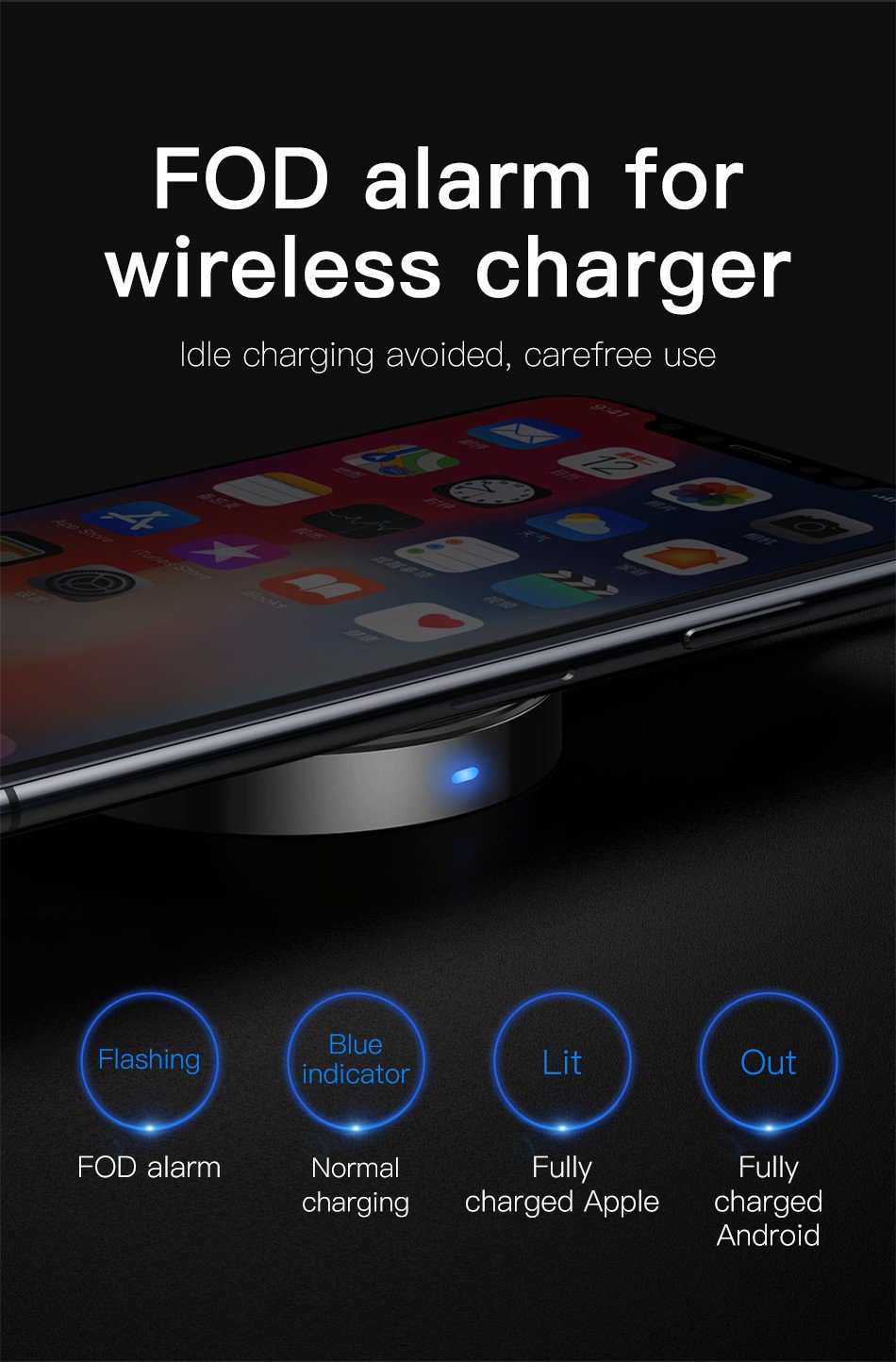 Cáp sạc tích hợp sạc không dây Baseus Wireless Charge Lightning Cable cho iPhone 8/ iPX/ XS/ RX / iP XS Max, Samsung S9/N9 (2.4A, 1.2m,5W Wireless Charger)