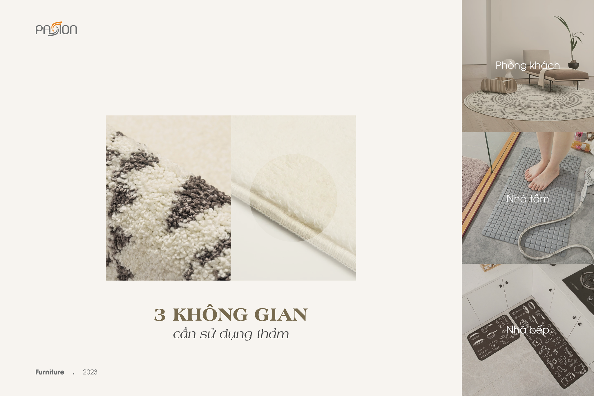 3 không gian cần sử dụng thảm