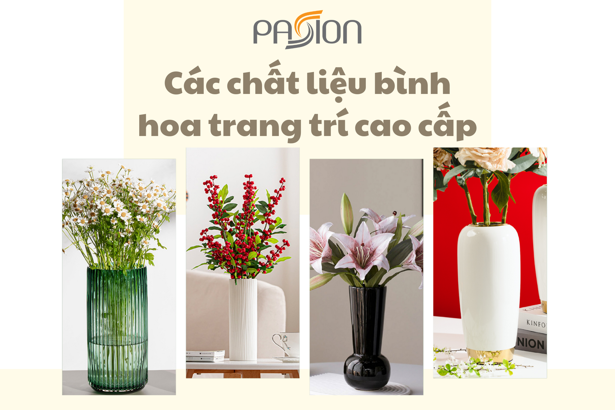 Bình hoa trang trí có những chất liệu gì? Top những bình hoa cao cấp