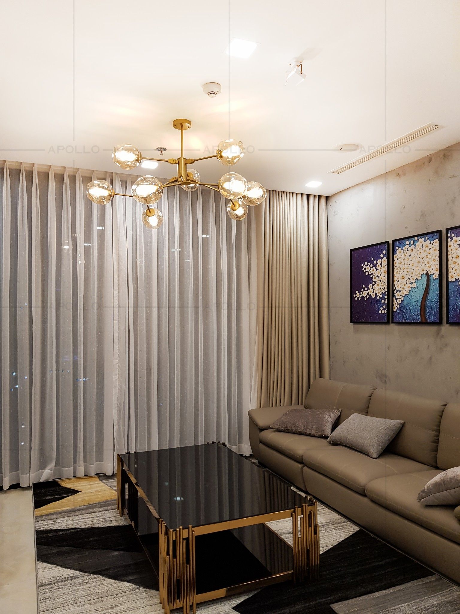 đèn trang trí phòng khách đẹp hiện đại cho căn hộ chung cư
