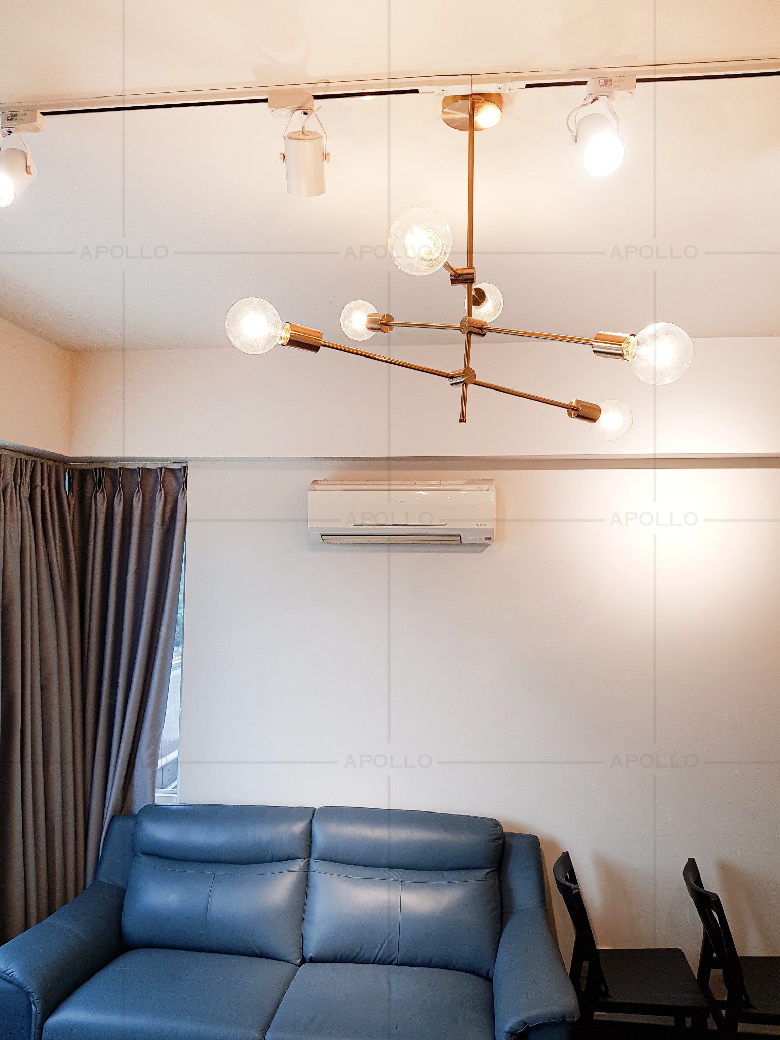 đèn trang trí phòng khách căn hộ phong cách đơn giản scandinavian