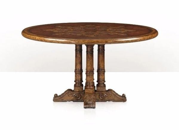 Bàn ăn cổ điển tròn phong cách Châu Âu khảm hoa văn tinh xảo (5405-184)